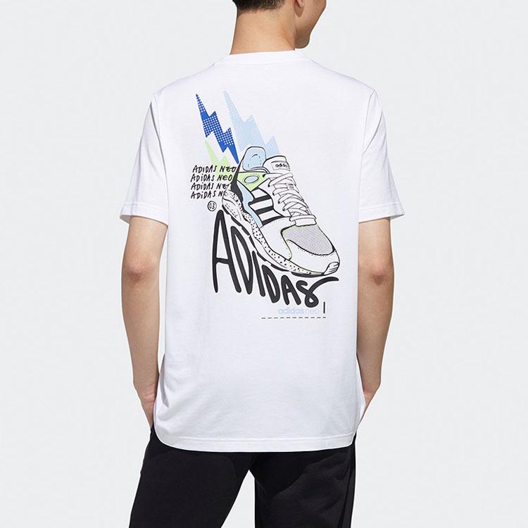 adidas Футболка Neo Hand-Drawed Pattern Letter Print Sports Casual Short Sleeve T Shirt Men T Shirts White GJ8887