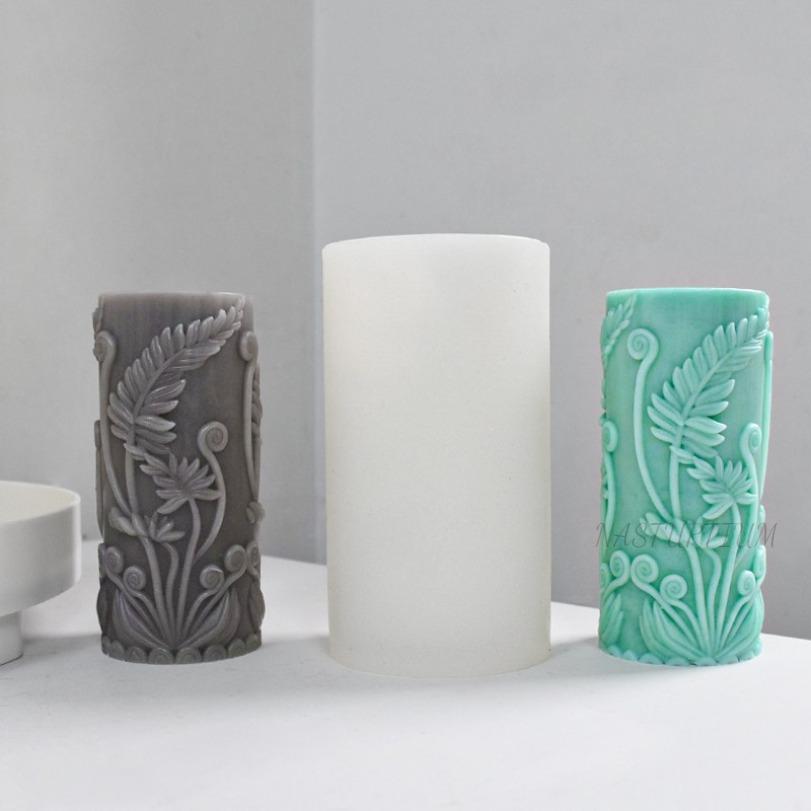 New Relief Tree Cane Cylindrical Silicone Candle Mold 3D Creative Geometric Column Aromatherapy Gypsum Soap Resin Process Mould