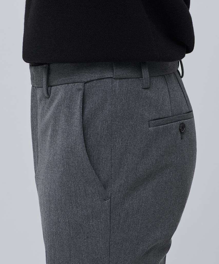MUSINSA STANDARD Heavyweight Fleece-Lined Wide Hidden Elastic Waist Slacks [Medium Gray]