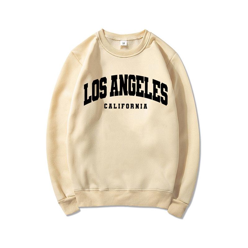 Толстовка «Лос-Анджелес Калифорния», винтажные толстовки с круглым вырезом в стиле Лос-Анджелес, толстовка унисекс с графическим рисунком, повседневные топы с длинными рукавами, пуловеры, джемпер