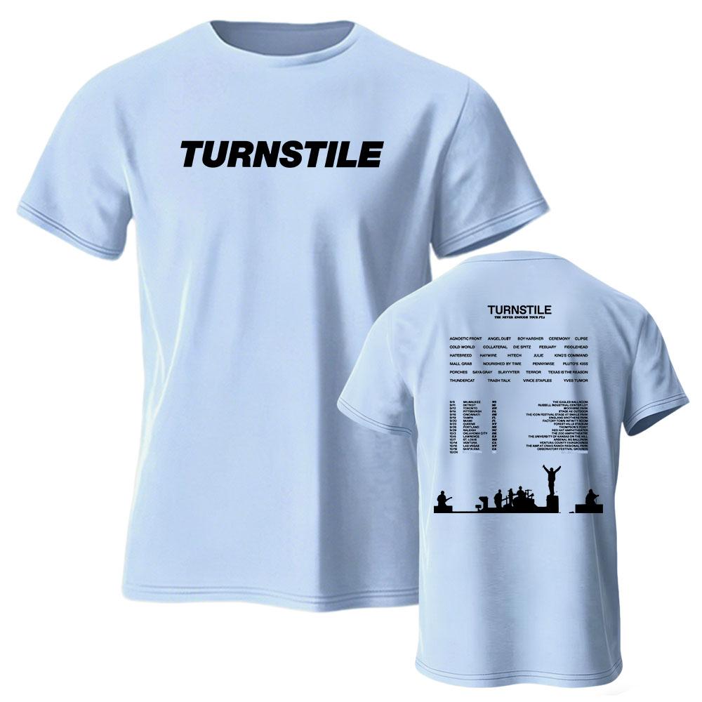 TURNSTILE 'Never Enough Tour Pt. 2' Tour Tees Short Sleeve Soft Cotton Unisex Streetwear Design Graphic Print Merch O-neck Top