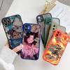 Матовый чехол для iPhone 11 12 13 14 Pm Pro Max XR X 8 7 Plus Pro XS Mini Skin Feeling Cover Fundas Shell Japan Anime Demon Slayer