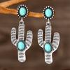Bohemian Retro Turquoise Earrings Fairy Cactus Personality Simple Temperament Earrings