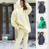 Amazon New European and American Fall and Winter Women's Clothing Fashion Casual Fleece Hooded Sweater Suit Two-piece Set Hoodie Set