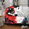 1pc Wolf Face Artwork Blanket, Lightweight Flannel Fleece with Digital Printing, Soft Warm for Sofa, Travel, Camping, Office, Couch, Chair, and Bed, A