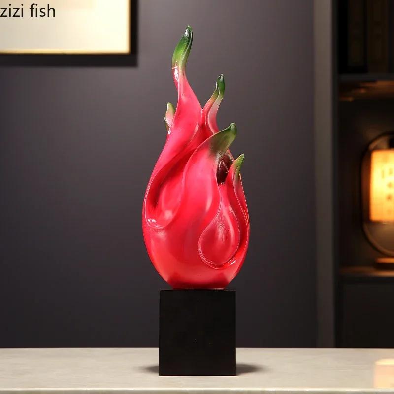 Pitaya Resin Statue Fruit Sculpture Desktop Decoration Crafts Fire Induced Wealth Ornament Housewarming Gifts Decor Ornaments