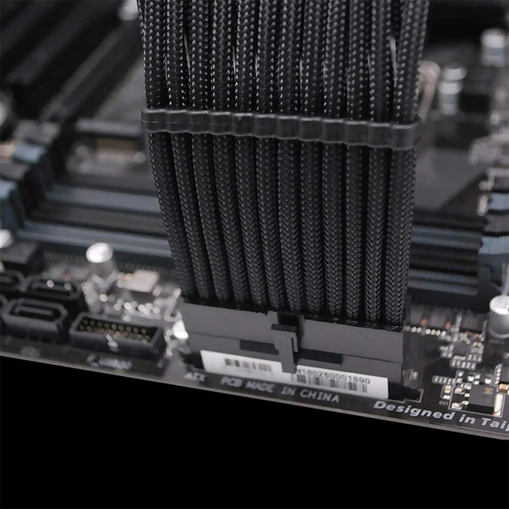 30cm 3 in 1 PSU Extension Cable Kit 18AWG ATX 24Pin GPU PCI‑E 6+2Pin CPU EPS 4+4Pin Universal PC Modding DIY Power Supply Cord