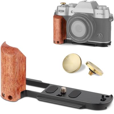 LEFTFOTO Ретро Ручной Кронштейн Рукоятка с Деревянной Рукояткой для Fujifilm Нижняя Пластина Arca Quick Release с Кнопкой Затвора Черная X-T50 Рукоятка, L-образная Камера X-T50,