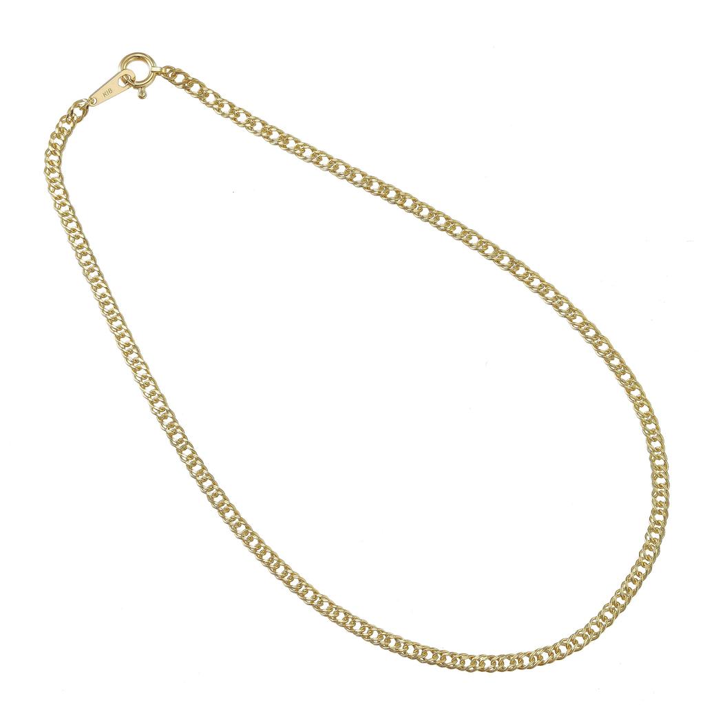 K18 18K Gold Kihei Anklet 2 Sides Double Width Selectable Size Pull Ring Gold Hollow Chain Size 25cm [Speranza] 2.3mm