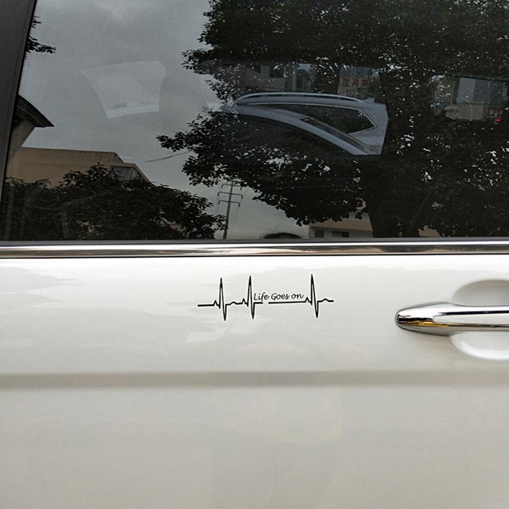 Waterproof Auto Reflective Sticker Car Stickers Life Goes On  Sticker Heart Beat Trackpad Decal