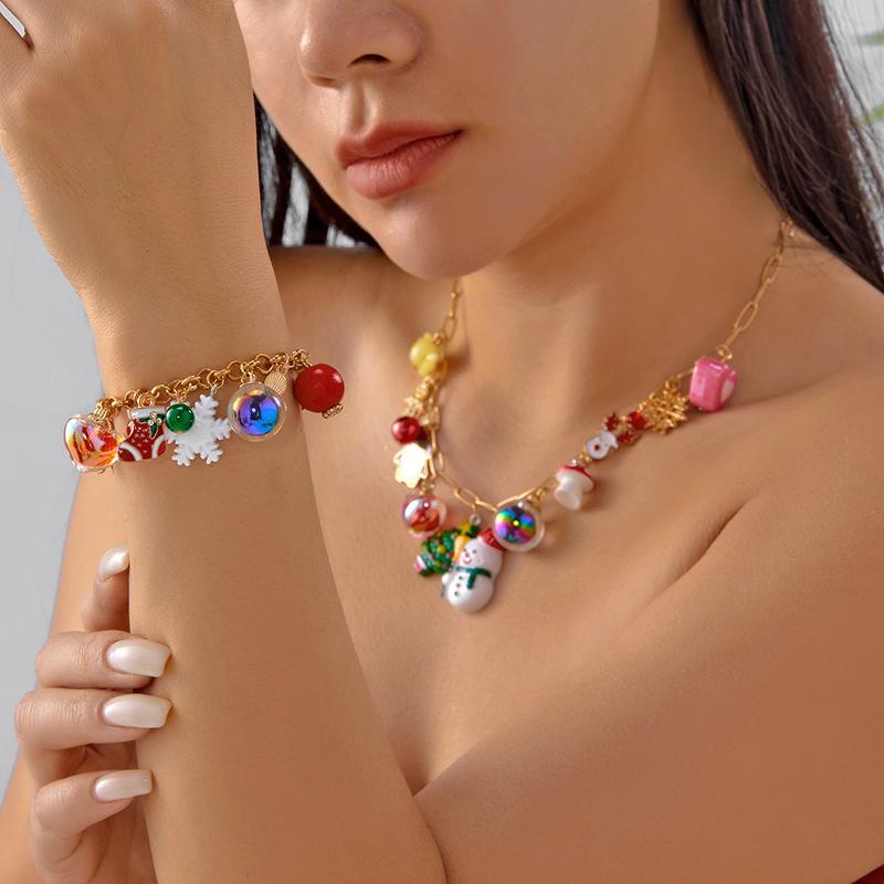 Christmas Tree Bells Pendant Bracelet For Women Trendy Elks Snowflakes Gifts Cane Star Zircon Chain Festival Party Jewelry Gift