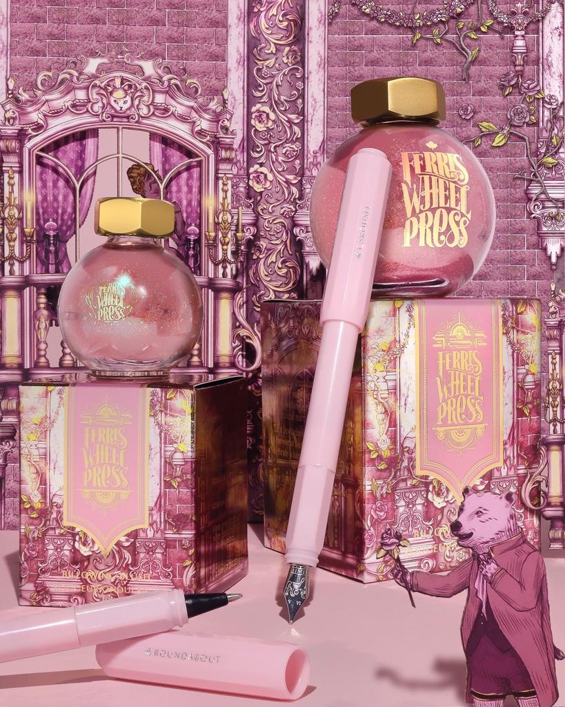 Колесо Обозрения Карусель Перо Ручка Акриловый Смешанный Корпус Воздухонепроницаемый Защелкивающийся Колпачок Кисть для Бровей Розовый Средний Наконечник