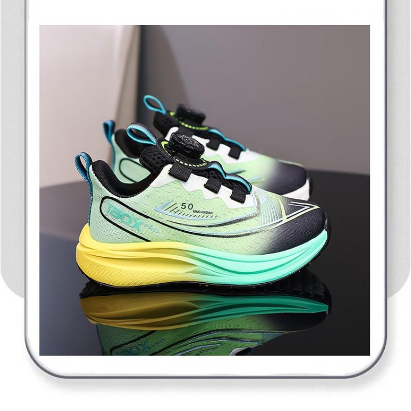 Kids Lightweight Running Shoes Boys Girls Mesh Sneakers With Rotating Hook-and-Loop