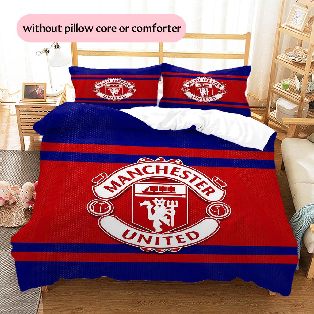 Manchester United Pattern Bedding Quilt Set Home Decoration Gift (1 * duvet cover + 2 * pillowcase without core)
