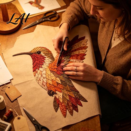 Fabric Craft Gift for Women 3D Bird Patchwork Kit DIY Hummingbird Owl Sewing Desktop Ornament Making Kit Handmade Art Crafting Home Wall Decor