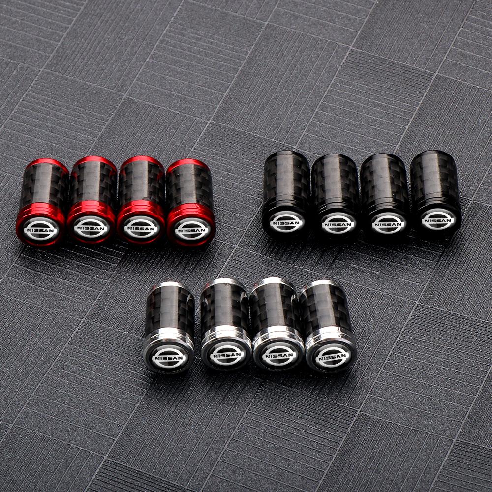 CHUQAZ1 4pcs Car Style Wheel Tire Carbon Fiber Metal Valve Cover Tire Dust Cover For Nissan Nismo X-Trail Qashqai Micra Patrol Maxima