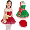 Kids Girls Sequins Ballet Leotard Dress Sleeveless Tutu Dress Christmas Stage Costume