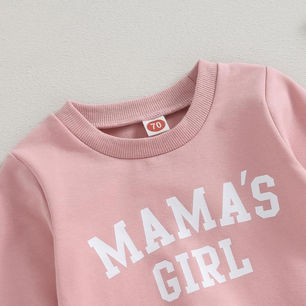 Комплект из двух предметов для маленьких девочек, толстовка с круглым вырезом с длинными рукавами и буквенным принтом, спортивные штаны на эластичной резинке на талии, осенняя одежда