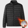 Men's Plus Size Light Down Cotton Jacket - Stand Collar, Autumn/Winter, Casual Fit
