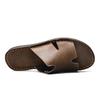Men Slippers Handmade Simple Flats Sandals Outdoor Summer Brown Black Slide Slippers Open Toe Beach Shoes Plus Size