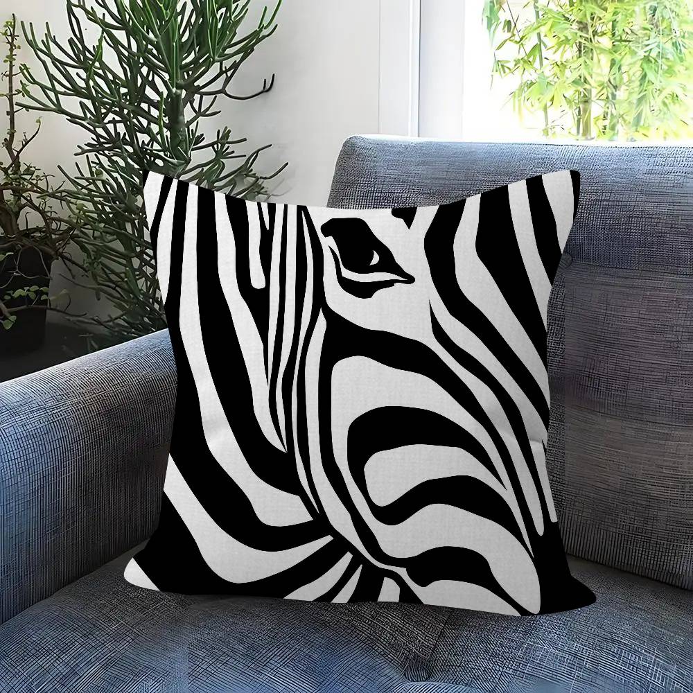 Abstract Line Black and White Zebra Cushion Cover Inches Farmhouse Decor Home Throw Pillow Covers for Couch Decorations