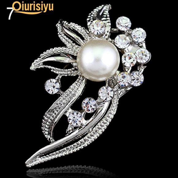 Серебряная брошь из горного хрусталя с камнями, в форме цветка