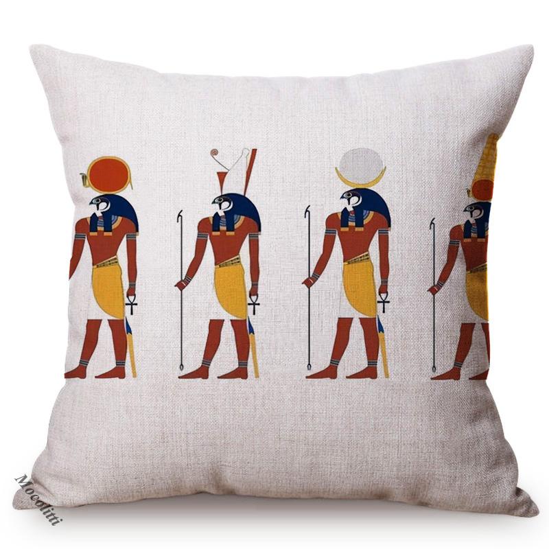 Ancient Egyptian Pharaoh Totem Vintage Home Decorative Throw Pillow Case Cotton Linen Tradition Culture Sofa Waist Cushion Cover