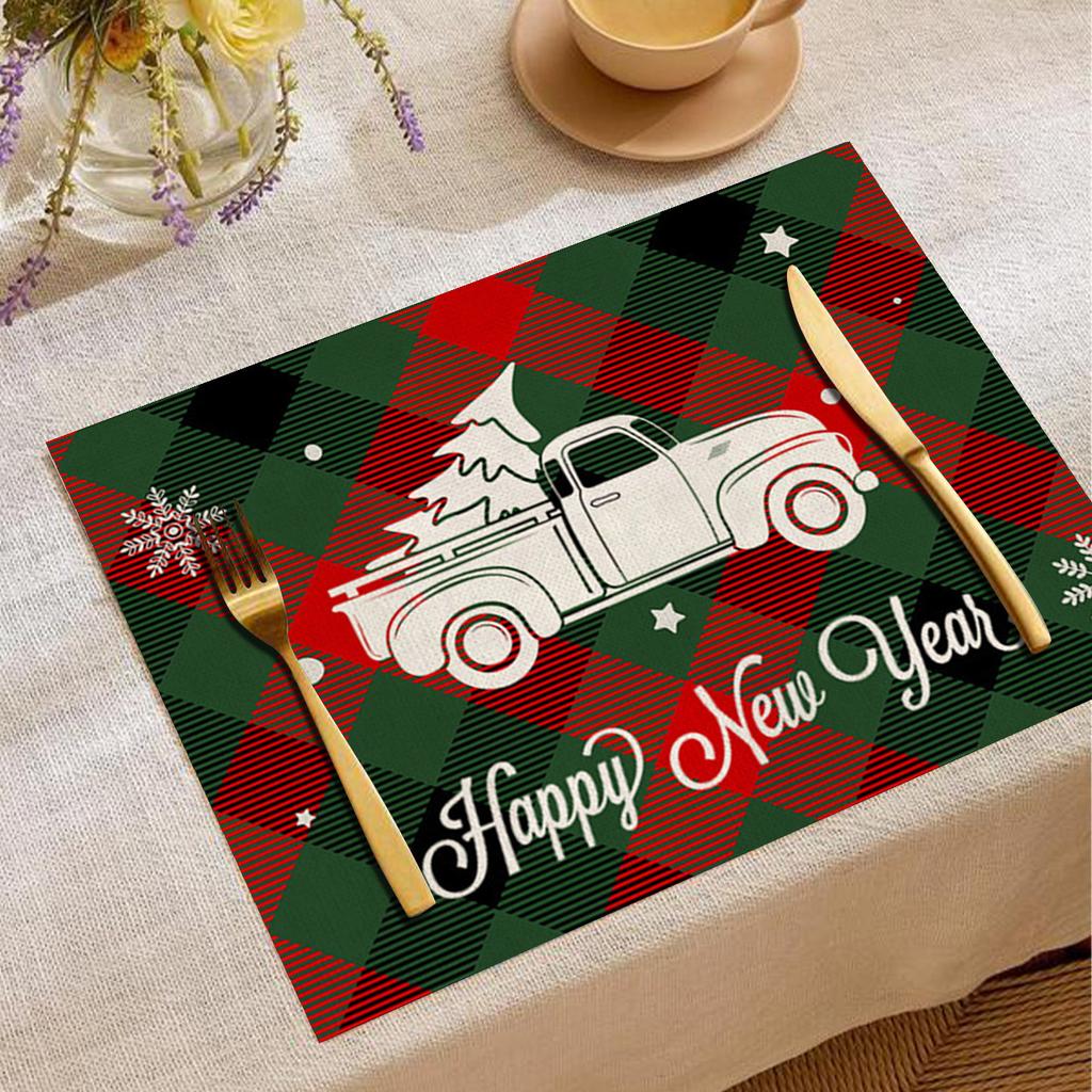 Elk Deer Printed Placemats Rectangular Christmas Snowman Trees Dining Table for Kitchen Decor Linen Non Slip Table Mats