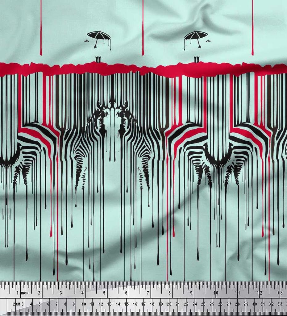 Soimoi Японский креп-сатин, ткань с принтом в виде зонтика и кожи зебры, 42 дюйма по метрам