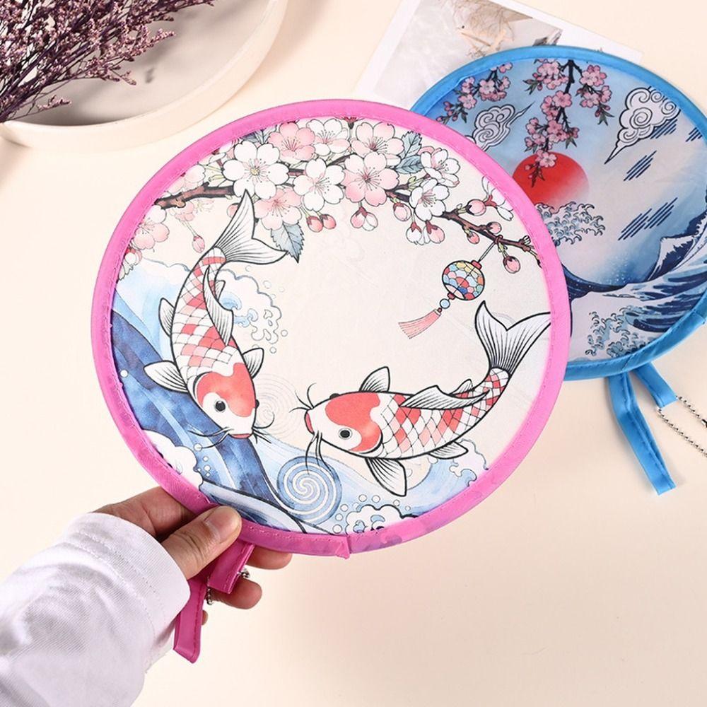 Polyester Portable Cooling Fan Summer Round Handheld Fan New Foldable Hand Fan Outdoor Activities