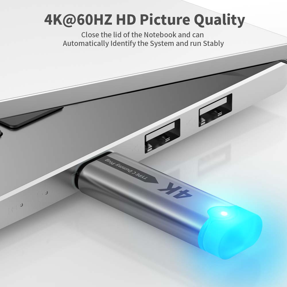 4K 60Hz Type-C Virtual Display Adapter For USB4 Thunderbolt 3/4 Laptops Desktop Computers GPU EDID Emulator