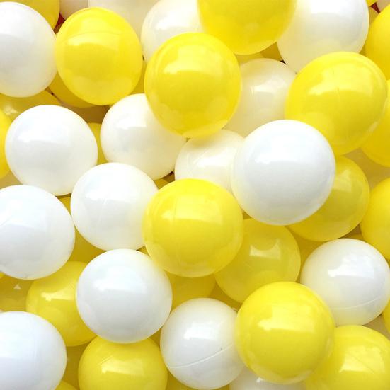 100Pcs/Set Yellow White Pit Ball Thickened PE Crush Proof BPA Phthalate Free Safe Indoor Outdoor Baby Toddler Kids Round Ocean Ball Pool Toy
