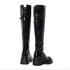 Grape Mom Studiolee Legs Fine Girl~ Washed Horse Skin Round Head Skinny Thick Bottom Thick Heel Over Knee Boots Women