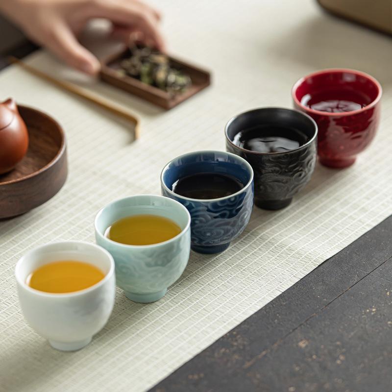 Chinese Kung Fu Tea Brewing Cup, Ceramic Retro-style Design, Solid Color Appearance, Household Anti-scald Tea Brewing Cup