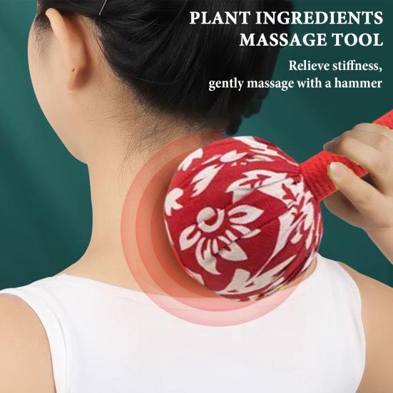 2Pcs Long Mugwort Lymphatic Drainage Massage Hammer for Effective Self-Massage Manual Back Massager for Muscle Pain Relief Full Body