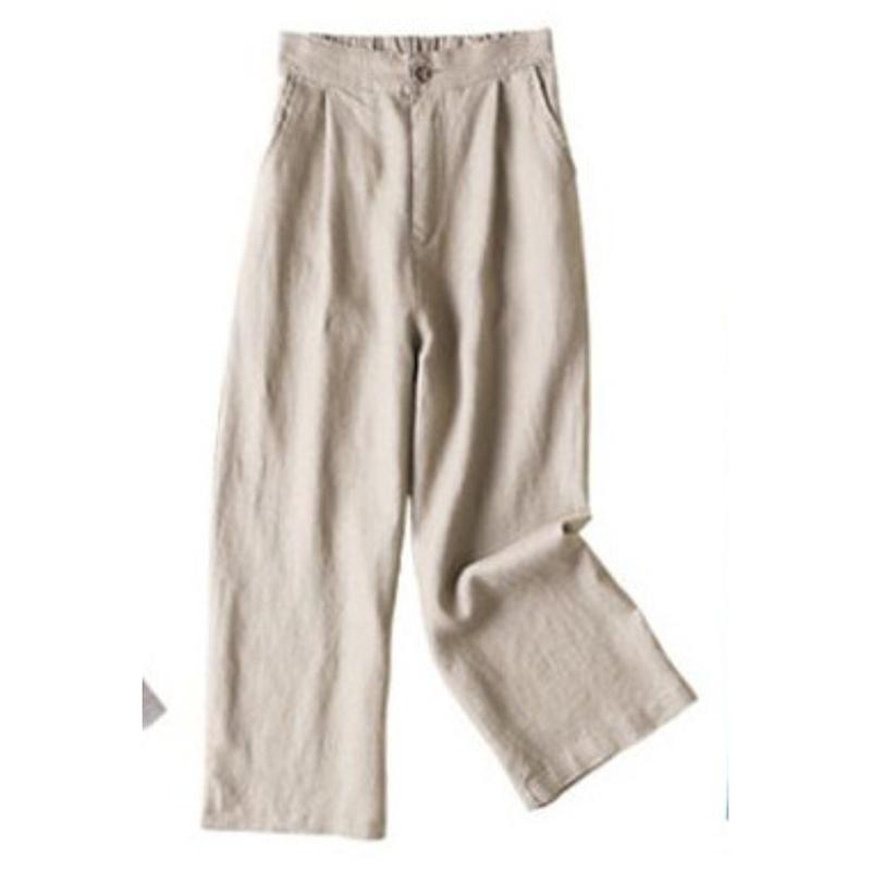 Summer New Solid Casual Wide Leg Pants for Women Fashion Cotton and Linen Loose Pants Woman High Waist Elegant Simple Women Trousers 24711