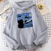 Starry Cat Night printed hoodie for men's autumn fashion cartoon sports sweatshirt
