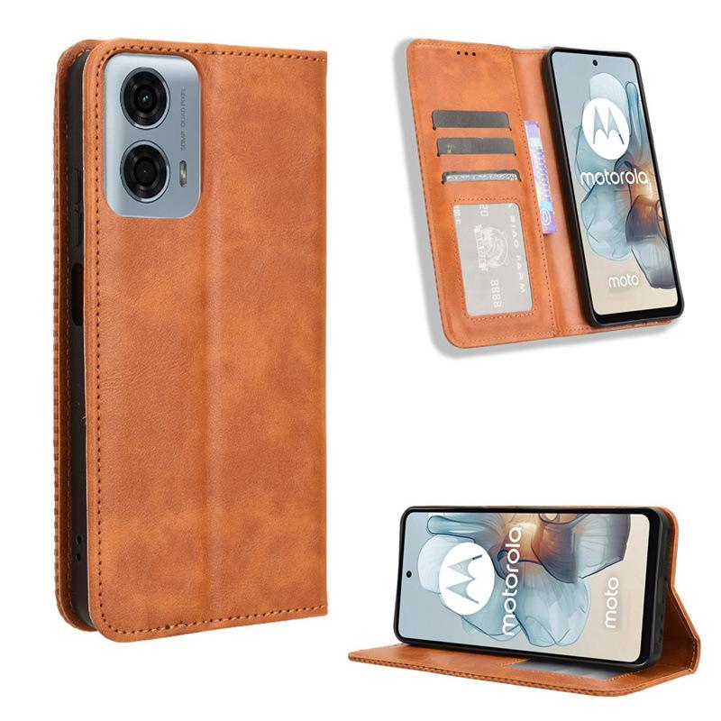 Flip Cover For Motorola G45 5G/G34 5G/G55/G35/G75 Leather Case [Flip Vintage Leather] Wallet Shockproof Durable Retro Phone Case