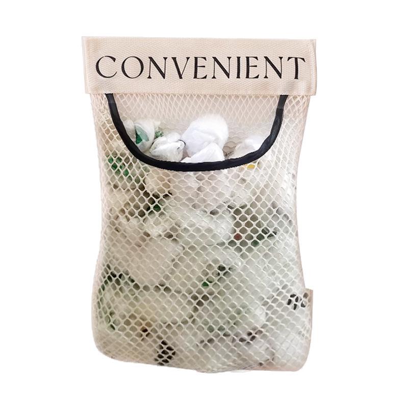 Настенное хранилище для мусорных мешков на липучке - сетчатый органайзер для бытовых мелочей