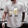 Футболка с рисунком Coffee AM Beer PM для мужчин, летние футболки с коротким рукавом для любителей пива, вечеринки, свободная одежда Y2k, уличная одежда