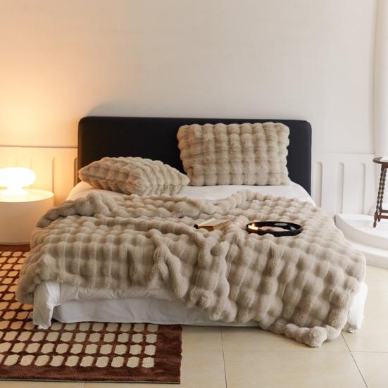 Роскошное бархатное одеяло, ультрамягкая микрофибровая подушка, искусственный мех, двухсторонний плюш, комфорт