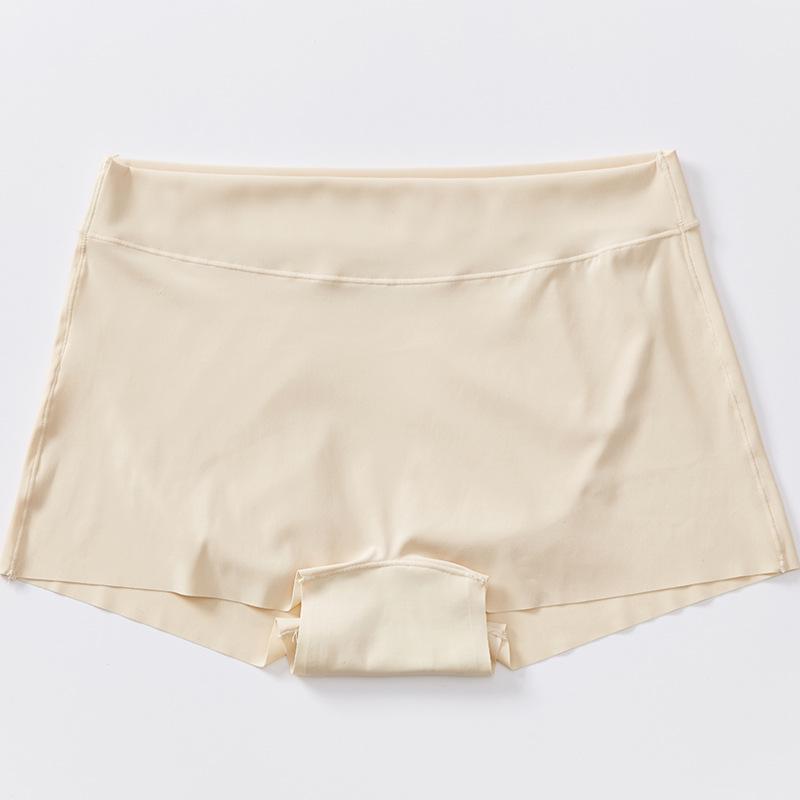 Бесшовные женские трусы-боксеры со средней посадкой - Ice Silk, дышащие, однотонные, защитные шорты с хлопковой вставкой