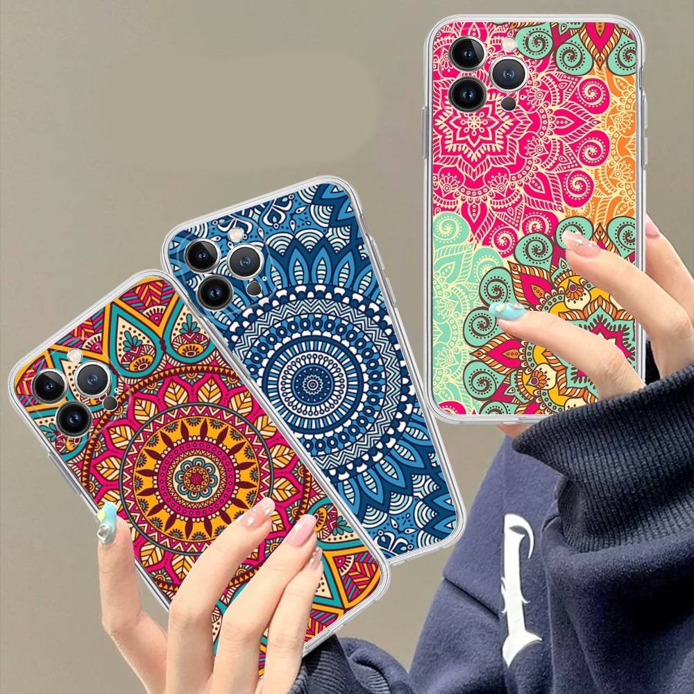 Рисунок Мандалы Для iPhone 11 12 13 14 15 16 17 Pro Max Plus 13 Mini Силиконовый Мягкий Прозрачный Задник