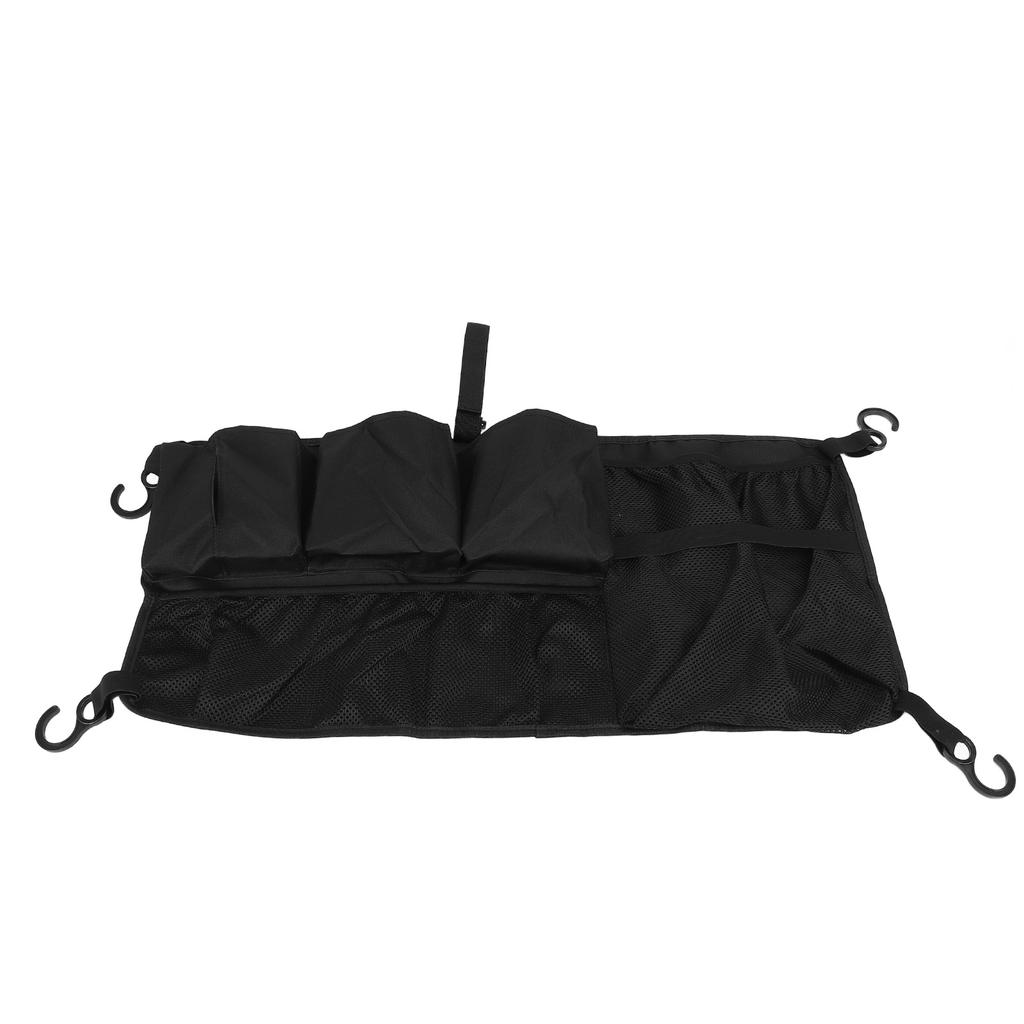 Camping Cart Side Storage Bag Oxford Cloth Multi Compartments Foldable Wagon Side Pocket Bag Black