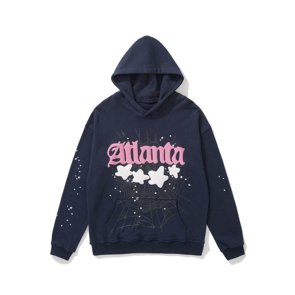 Cross-border beauty tide sp5der loose American hip-hop street casual loose and versatile pure cotton hooded sweater printing