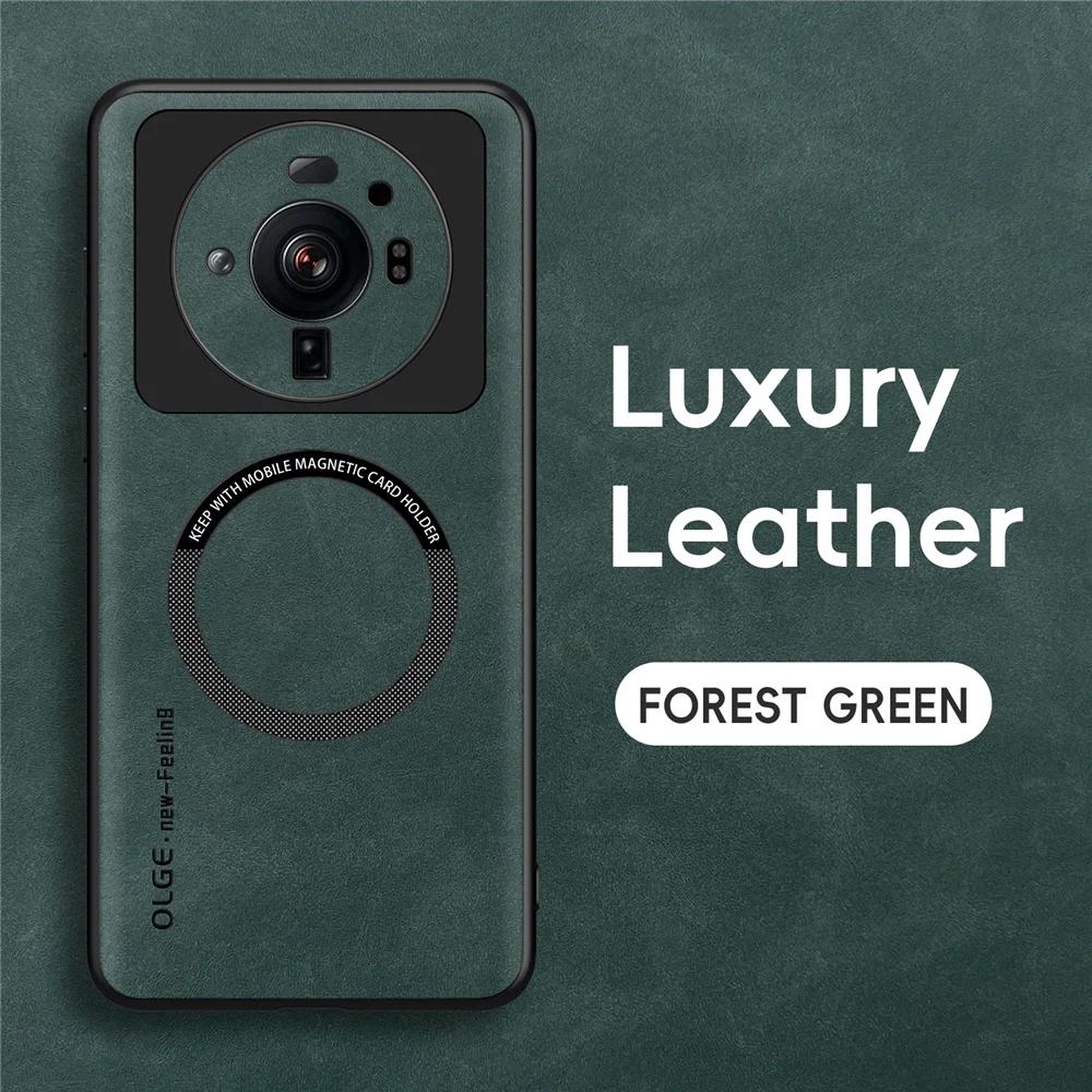 Магнитный ретро кожаный мягкий чехол для Xiaomi 12S Ultra 12SUltra 5G с беспроводной зарядкой, чехол-накладка для телефона