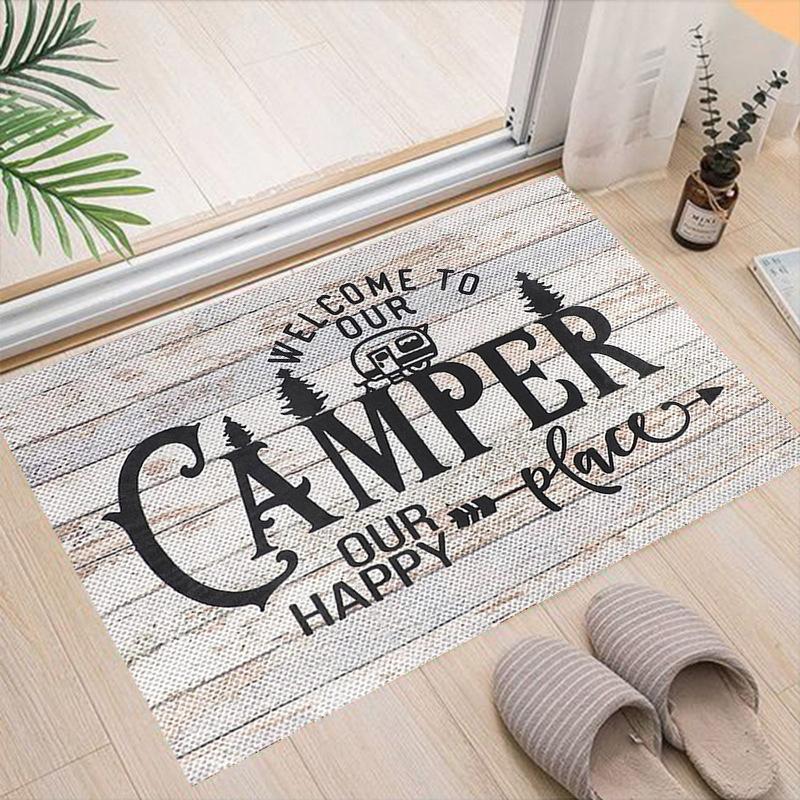 Cartoon Camping Floor Mat Entrance Welcome Doormats Kitchen Rug Home Decor Carpet Non-slip Area Rug Anti-slip Machine Washable