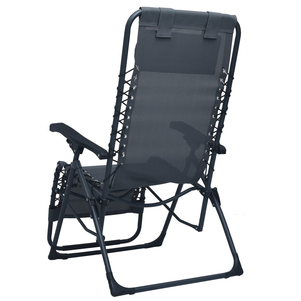 Folding Lounge Chair Grey Textilene