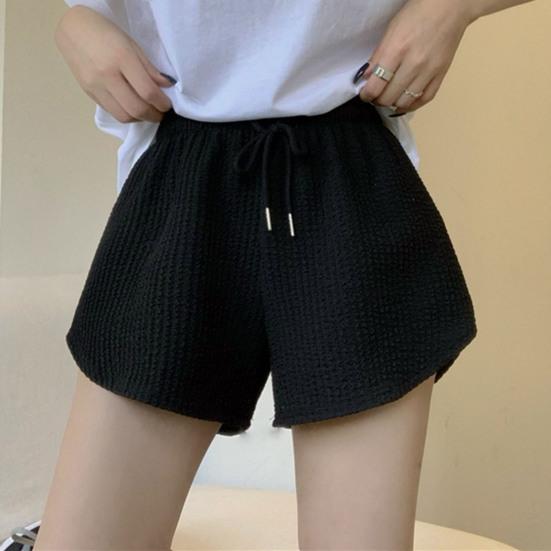 Женские летние шорты с завязками, высокой эластичной резинкой на талии, однотонные, трапециевидные, мягкие дышащие тонкие свободные пляжные спортивные шорты для бега