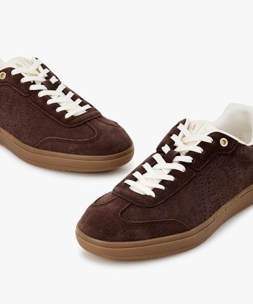 Armani Exchange Women'S Perforated Logo Suede Sneakers _Choco_A426175506